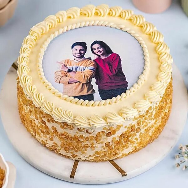 DB Round Butterscotch Photo Cake